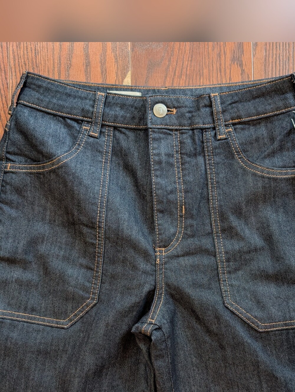 Pilcro Anthro New Women's Jeans Dark Indigo Flare Wide Leg Sz 28P Denim - Picture 3 of 12